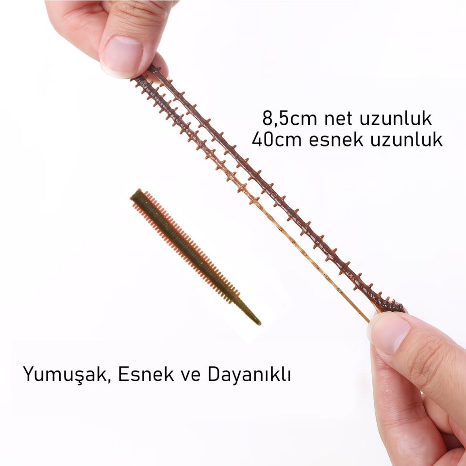 Valkyrie 20 Adet Silikon Solucan Yem 8.5cm Esnek Yumuşak Yapay Balık Yemi – Spin & Tatlı Su Avı İçin