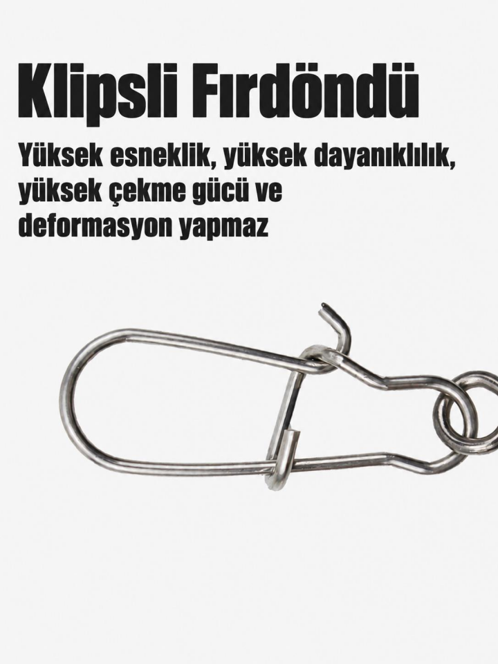 Valkyrie 100 Adet 5 Boy Karışık Klipsli Fırdöndü Seti Kutulu Olta Misina Bağlantı Aparatı