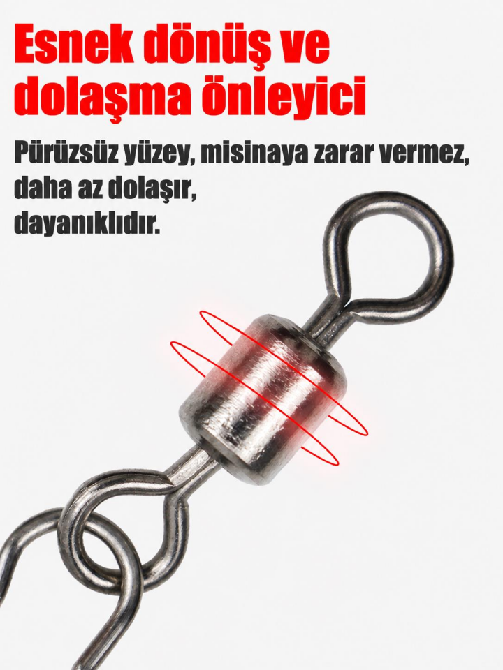 Valkyrie 100 Adet 5 Boy Karışık Klipsli Fırdöndü Seti Kutulu Olta Misina Bağlantı Aparatı