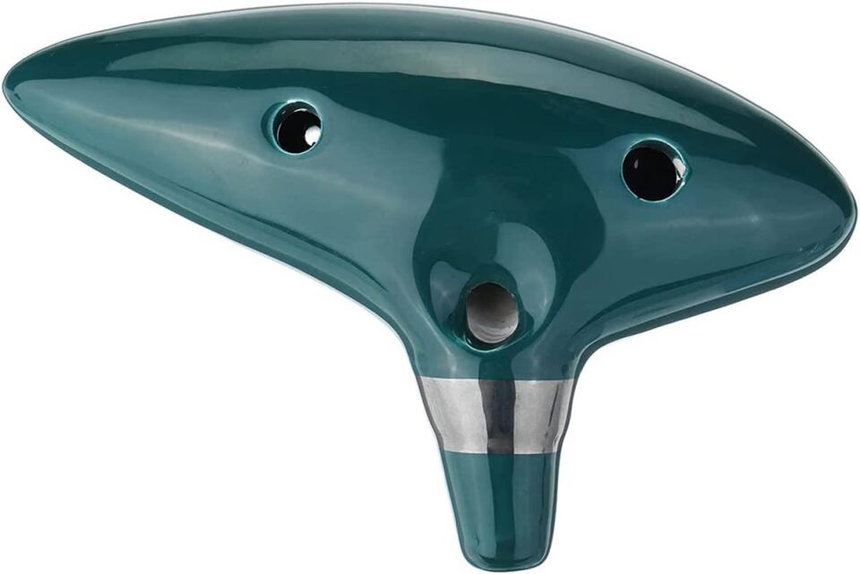 Valkyrie Ocarina 12 Delik Ocarina Seramik Alto C Ocarina Flüt Mavi Ocarina Sualtı Müzik Nefesli Enstrüman Yeşil