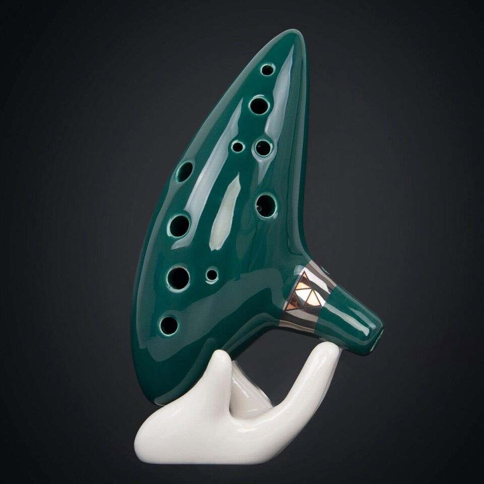Valkyrie Ocarina 12 Delik Ocarina Seramik Alto C Ocarina Flüt Mavi Ocarina Sualtı Müzik Nefesli Enstrüman Yeşil