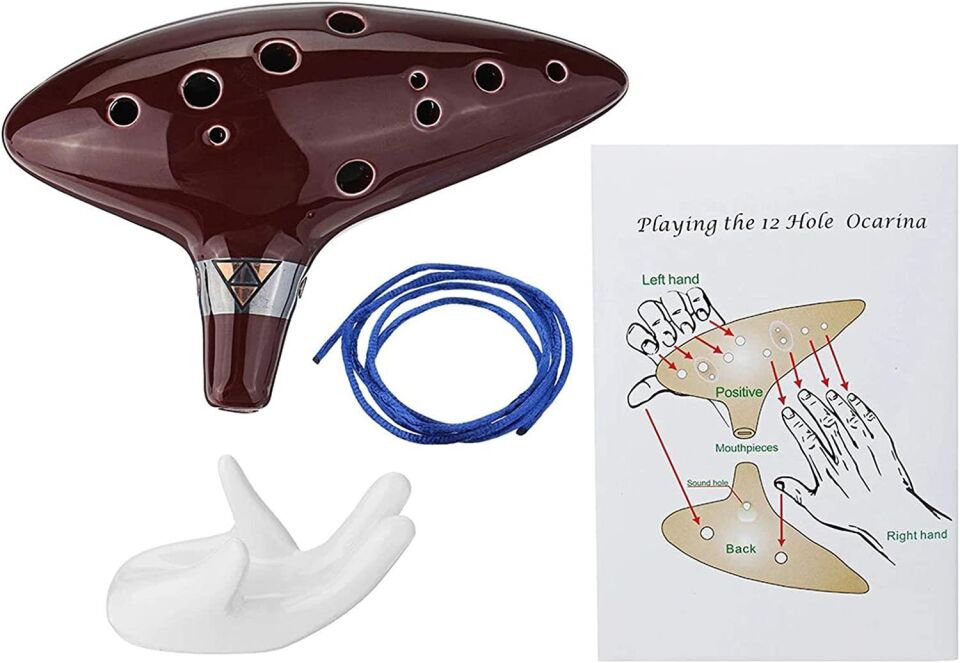 Valkyrie Ocarina 12 Delik Ocarina Seramik Alto C Ocarina Flüt Mavi Ocarina Sualtı Müzik Nefesli Enstrüman Kahverengi
