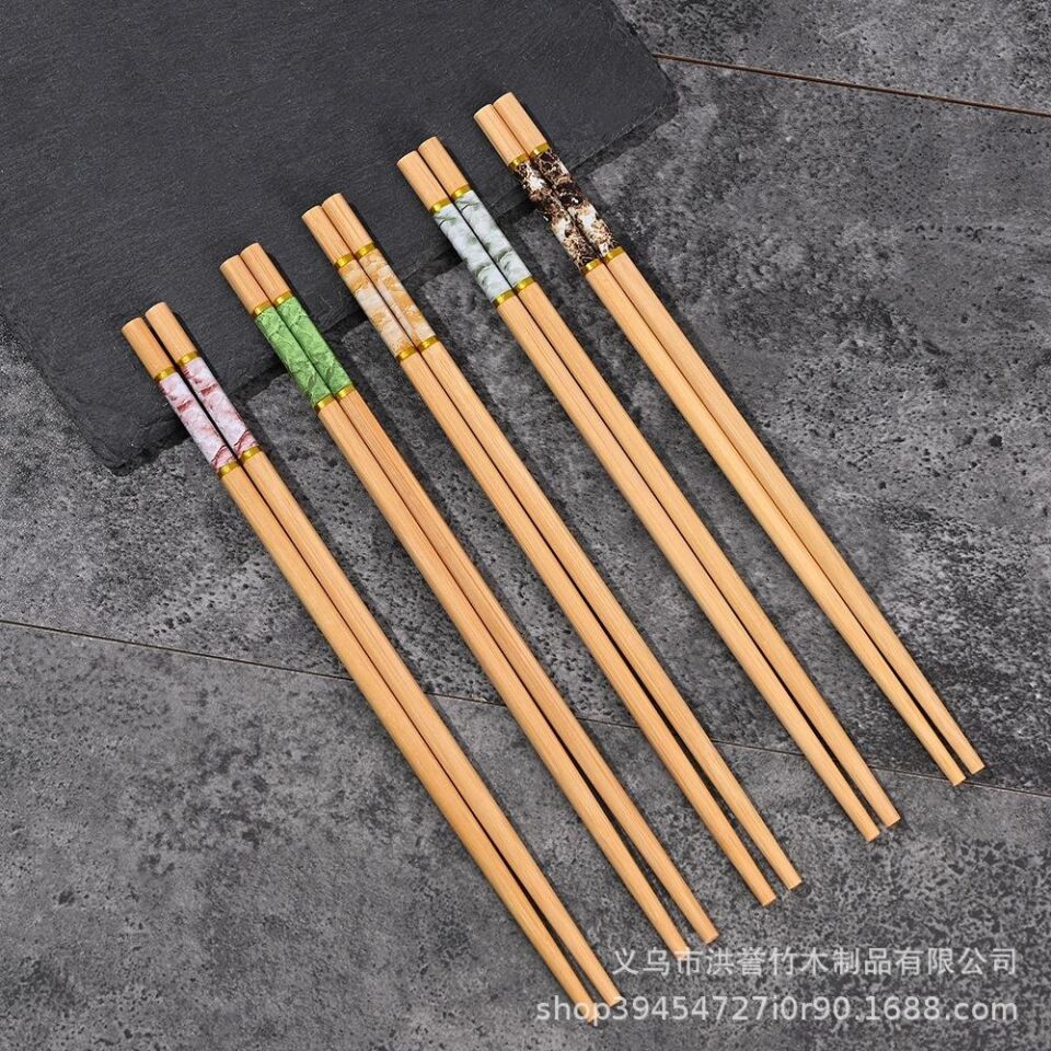 Valkyrie 5 Çift 24cm Bambu Desenli Yemek Çubuğu Seti Hediyelik Kutulu Japon Sushi Chopstick