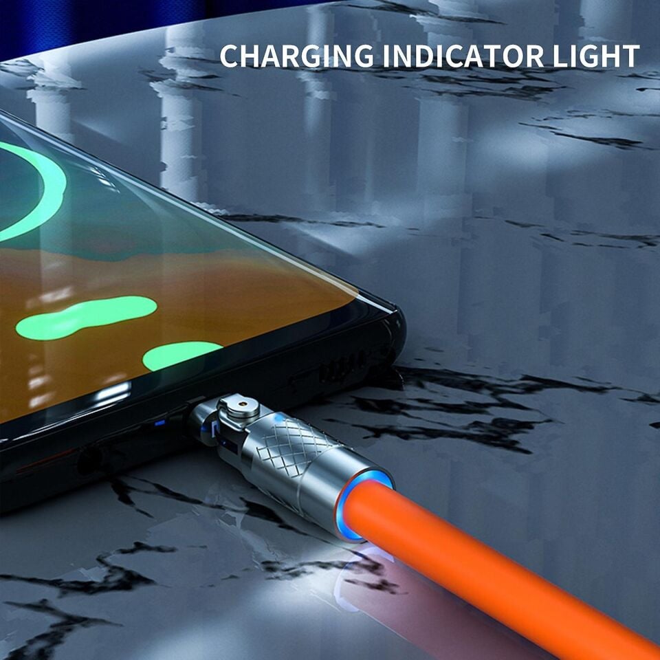 Valkyrie 120W-180 6A Ios Apple Lightning Sıvı Silikon Data Hızlı Şarj Kablosu - 180 Derece Oynar Başlık - Katlanmaz Kırılmaz Dayanıklı Kablo
