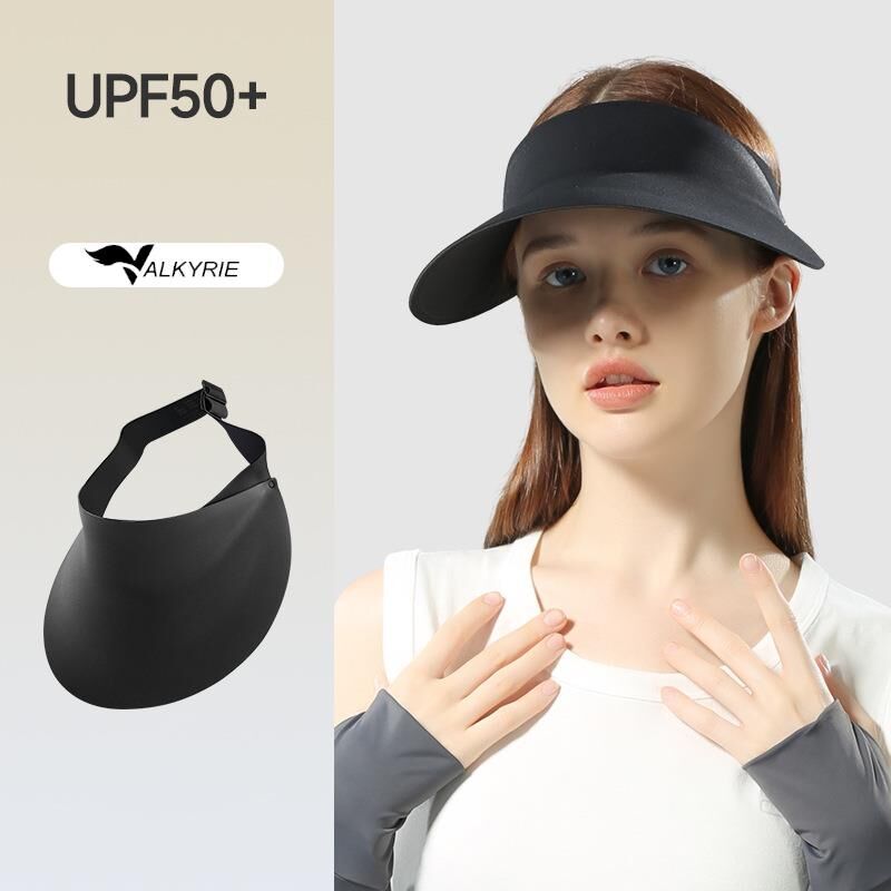 Valkyrie Kadın Vizör Şapka UPF50+ UV Korumalı Ayarlanabilir Yazlık Geniş Siperlikli Güneşlik Siyah