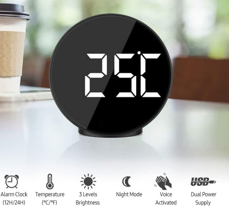 Valkyrie Çift Alarmlı LED Touch Snooze Şık Tasarım Masa Saati Siyah