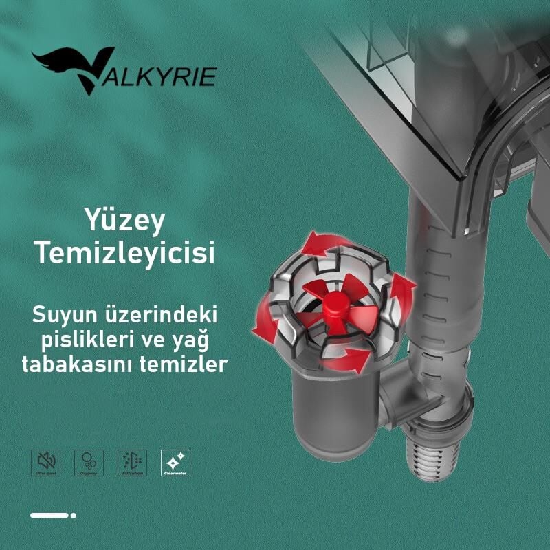 Valkyrie Askılı Akvaryum Şelale Filtre 10W 800 L/H 6’lı Filtre Yüzey Temizleyici