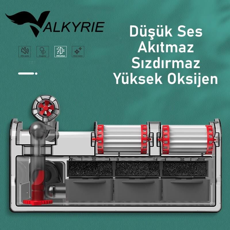 Valkyrie Askılı Akvaryum Şelale Filtre 10W 800 L/H 6’lı Filtre Yüzey Temizleyici