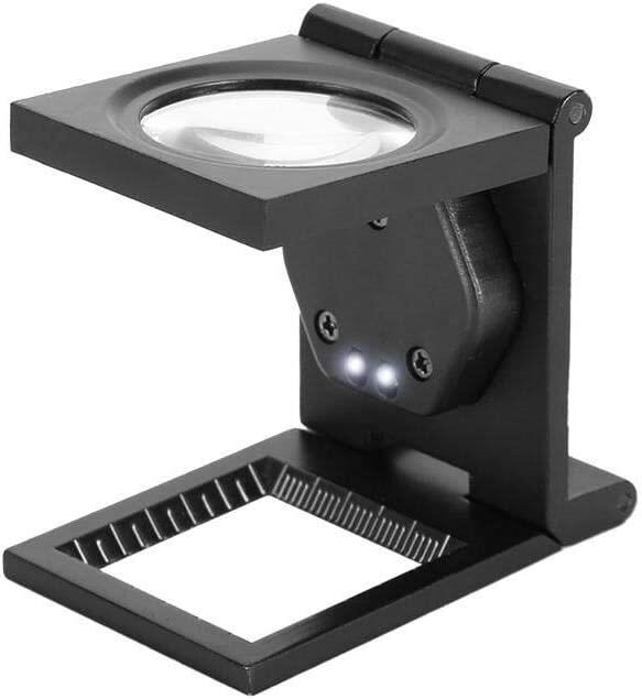Valkyrie Katlanır Işıklı 10X LED Büyüteç Kumaşçı Kuyumcu Lup