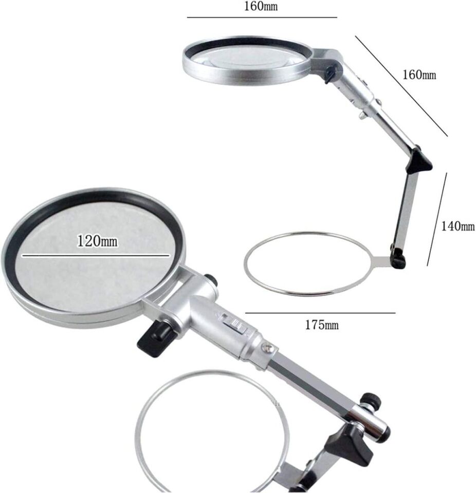 Valkyrie Katlanabilir LED Işıklı Masaüstü Büyüteç 2X 130mm Büyük Boy