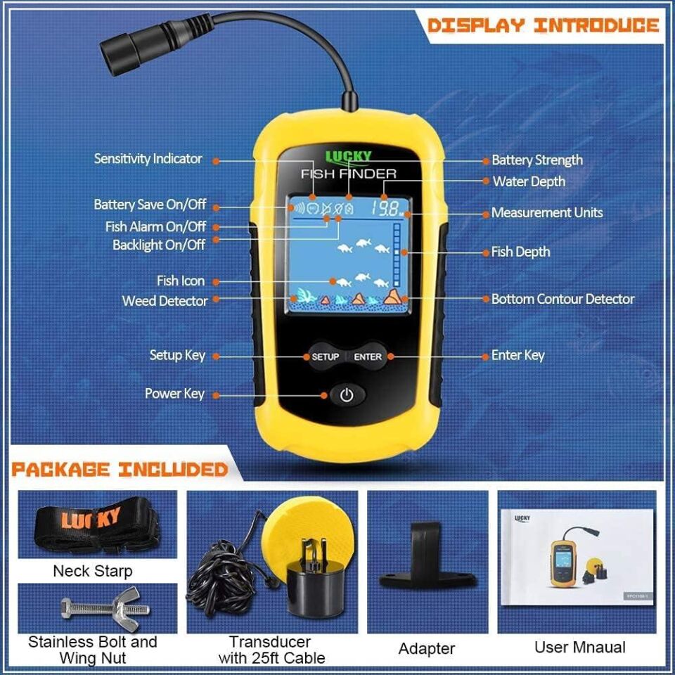 Valkyrie LCD Renkli Ekran Taşınabilir Kablolu Balık Bulucu 100 M nlik Aralığı Sonar Yankı Iskandil Balık Bulucu