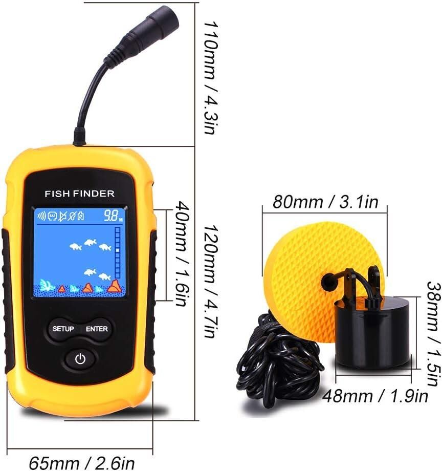 Valkyrie LCD Renkli Ekran Taşınabilir Kablolu Balık Bulucu 100 M nlik Aralığı Sonar Yankı Iskandil Balık Bulucu
