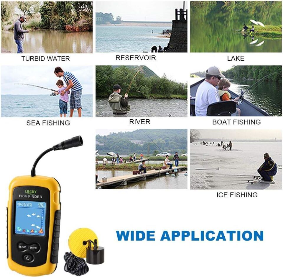 Valkyrie LCD Renkli Ekran Taşınabilir Kablolu Balık Bulucu 100 M nlik Aralığı Sonar Yankı Iskandil Balık Bulucu