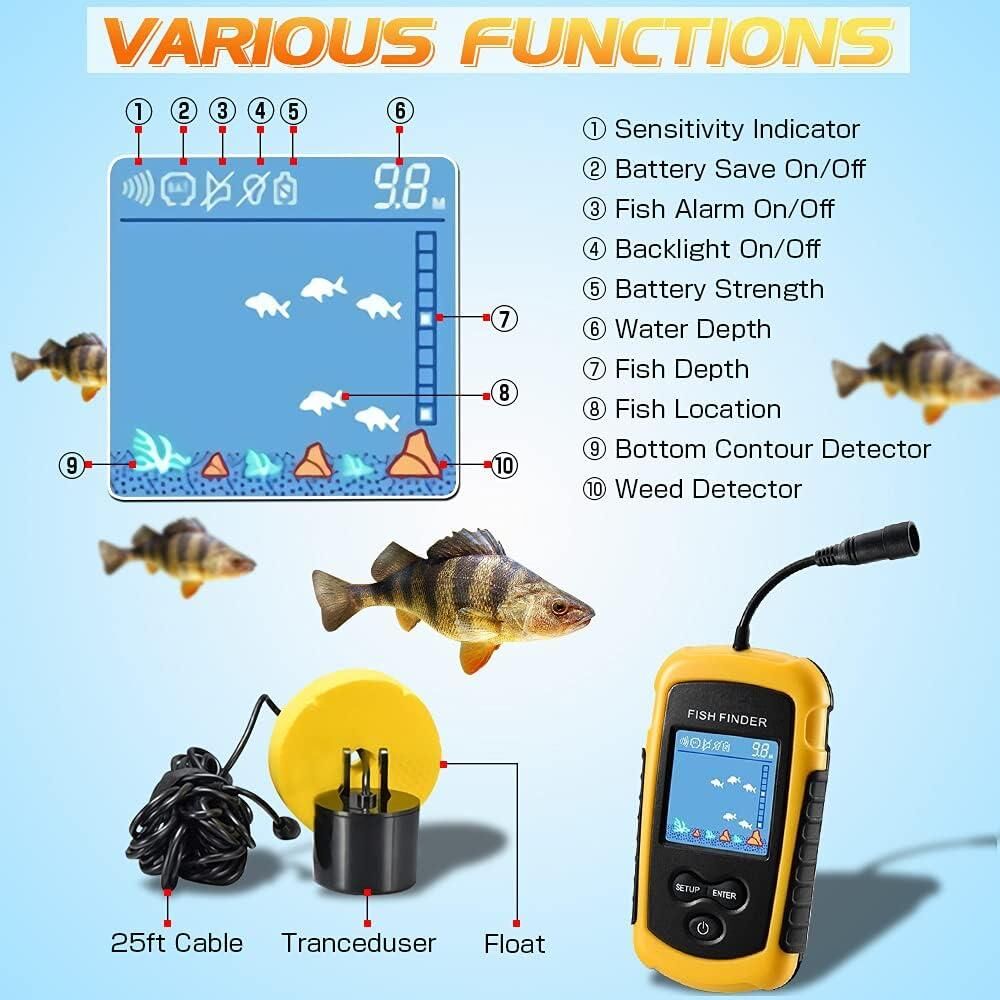 Valkyrie LCD Renkli Ekran Taşınabilir Kablolu Balık Bulucu 100 M nlik Aralığı Sonar Yankı Iskandil Balık Bulucu