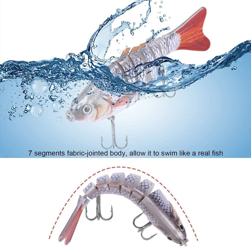 Valkyrie 3 Adet 7 Eklemli 3D Oynak Rapala Sahte Balık Yem Seti Tatlı ve Tuzlu Su Uyumlu Wobblers Swimbait
