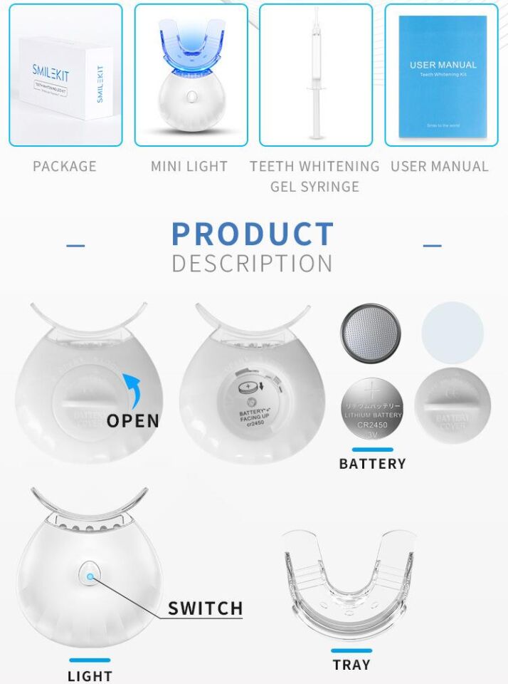 Valkyrie Smilekit 4 Jel Profesyonel Diş Parlatma Beyazlatma Seti LED UV Işık
