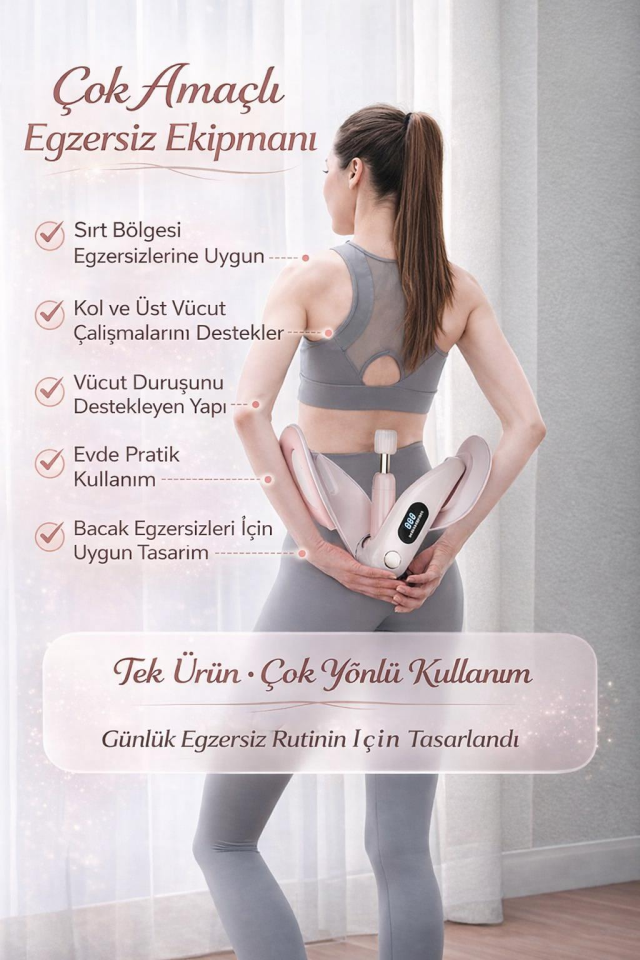 Valkyrie Pelvik Dijital Sayaçlı Çok Amaçlı Bacak ve Üst Vücut Egzersiz Aleti – Ayarlanabilir Dirençli Pembe