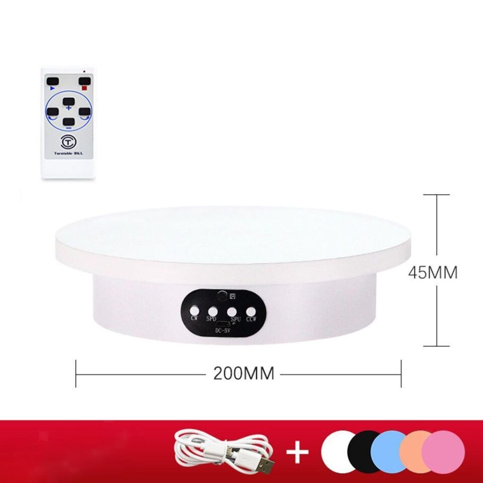 Valkyrie 20cm Kumandalı 5 Fonlu 360 Derece Elektrikli Döner Tabla Turntable Vitrin Fotoğraf