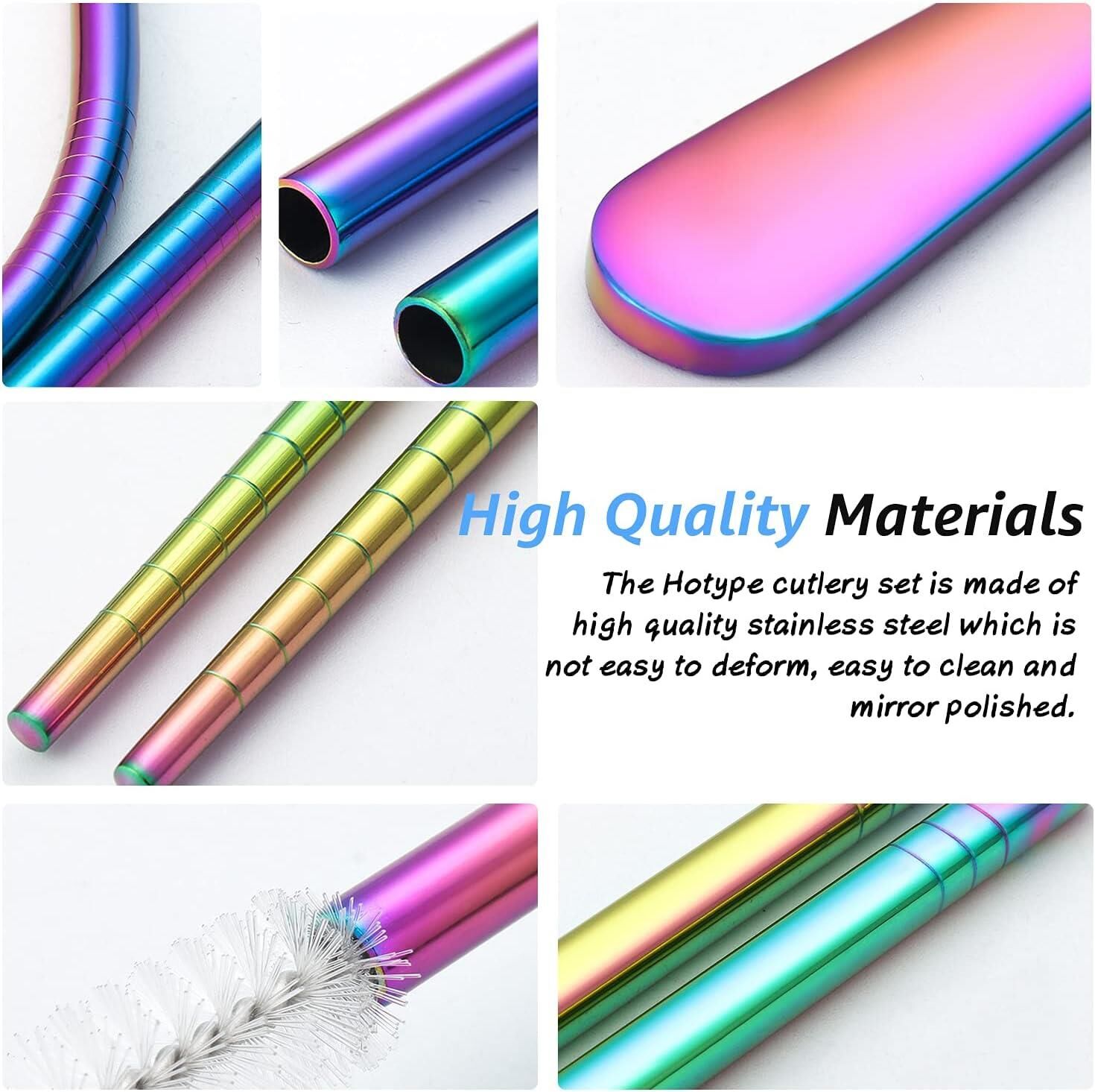 Valkyrie 8 Parça Çantalı Yolculuk Çatal Bıçak Kaşık Pipet Chopstick Seti Kamp Okul Ofis Tatil Paslanmaz Çelik Renkli