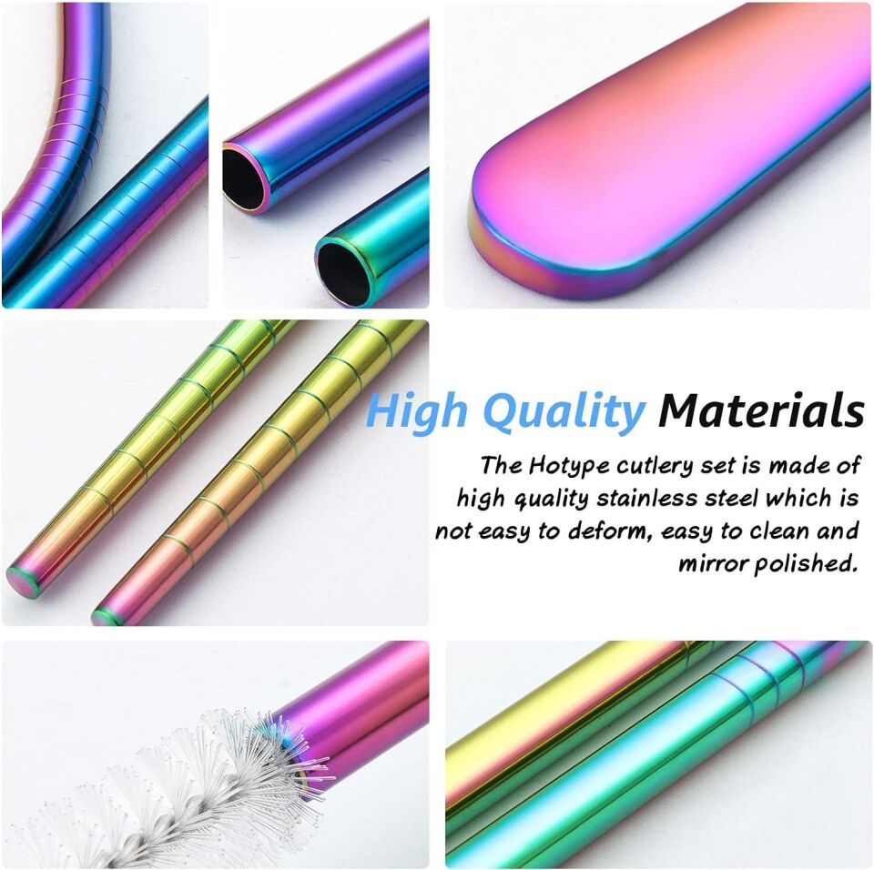 Valkyrie 8 Parça Çantalı Yolculuk Çatal Bıçak Kaşık Pipet Chopstick Seti Kamp Okul Ofis Tatil Paslanmaz Çelik Renkli