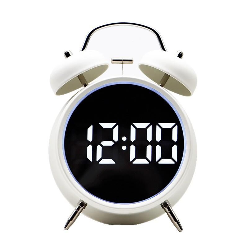 Valkyrie LED Ekranlı Analog Alarmlı Masa Saati Çalar Saat Pil Dereceli Çift Alarmlı Dijital Saat Beyaz
