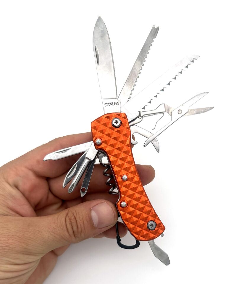 Valkyrie Valkyrie 12 Fonksiyonlu İsviçre Outdoor Kamp Cep Çakısı Turuncu