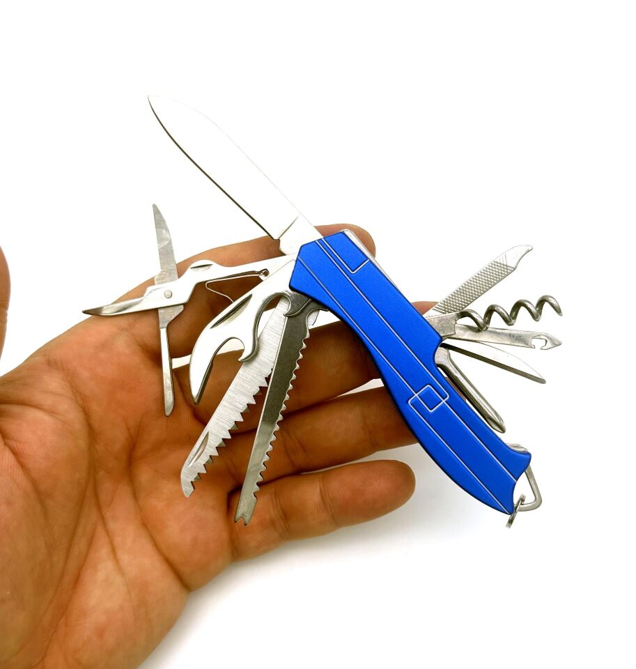 Valkyrie 11 Fonksiyonlu Kamp Cep Çakısı Multitool Mavi