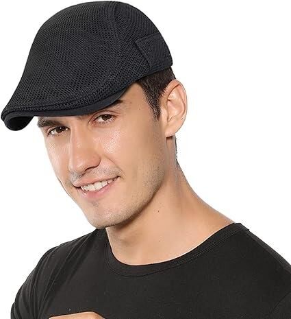 Valkyrie İtalyan Style Erkek Kasket Şapka Hava Alabilir Ayarlanabilir Terletmez Erkek Siyah