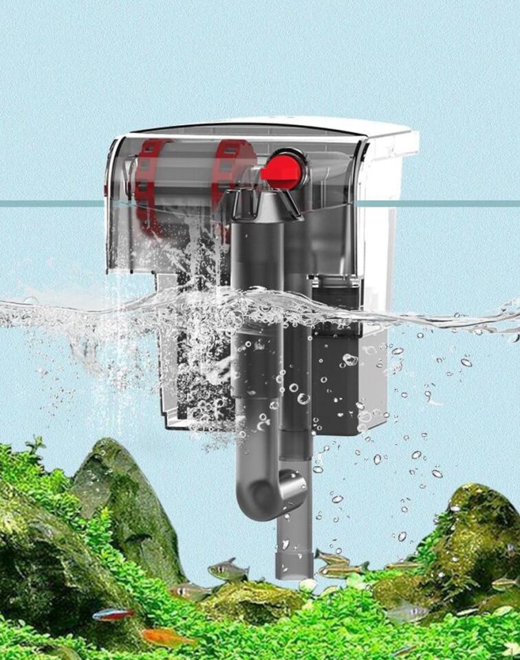 Valkyrie Akvaryum Askılı Şelale Filtre 3W 250 L/H Sessiz Çalışma Yüzey Temizleyici Sünger Filtreli