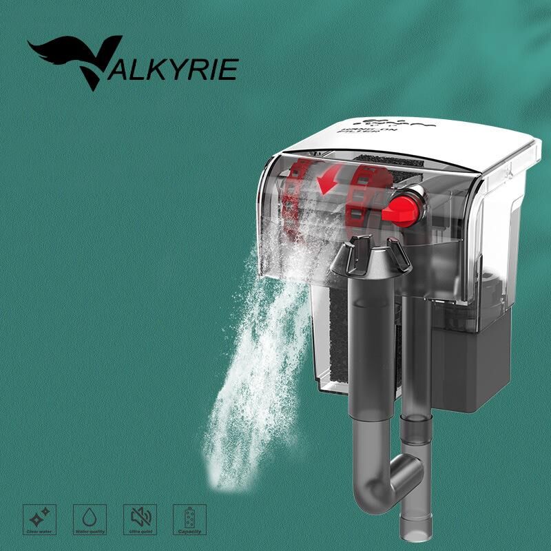 Valkyrie Akvaryum Askılı Şelale Filtre 3W 250 L/H Sessiz Çalışma Yüzey Temizleyici Sünger Filtreli