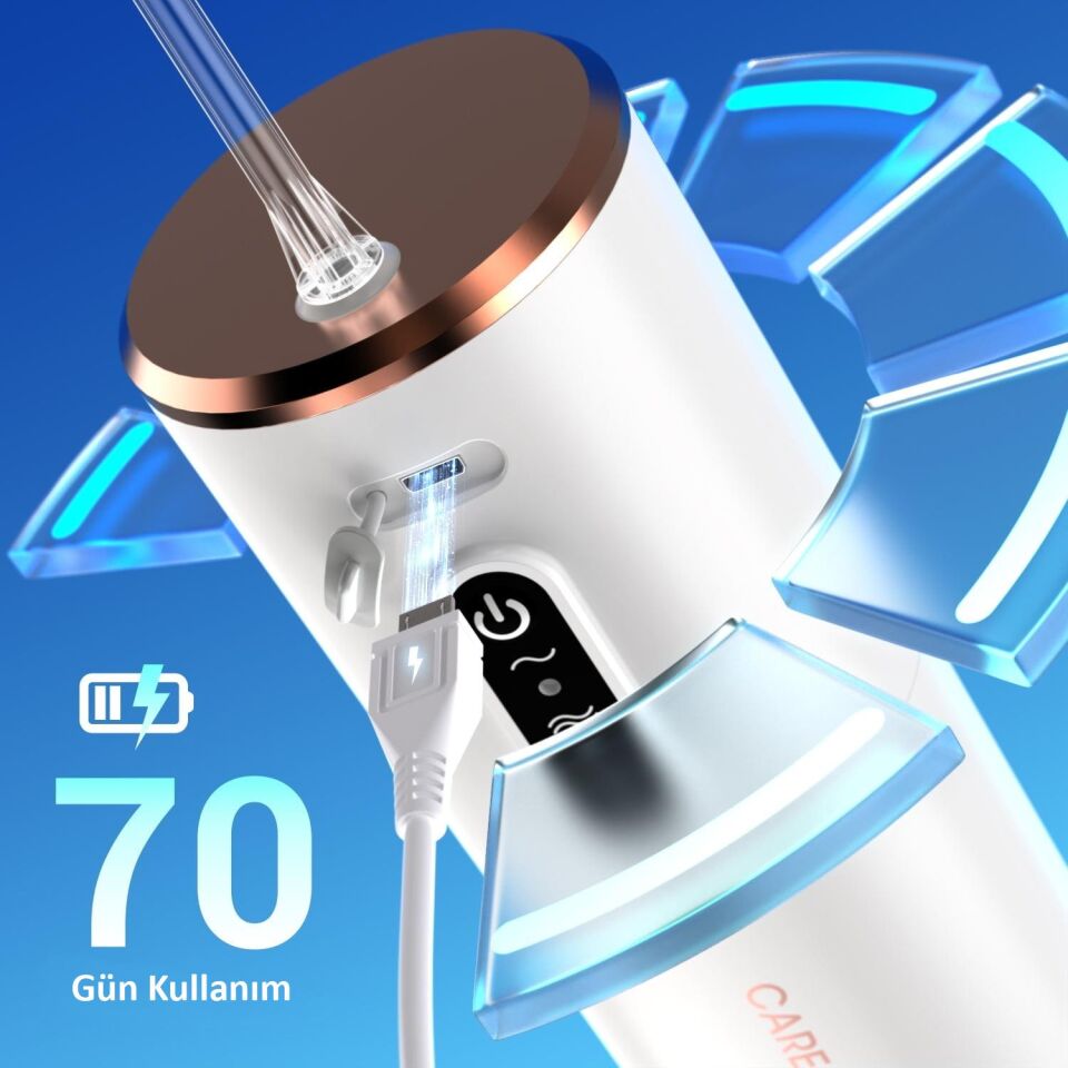 Valkyrie Şarj Edilebilir Taşınabilir Ağız Duşu 280ml Diş Protez Bakım Cihazı Gündelik Kullanım