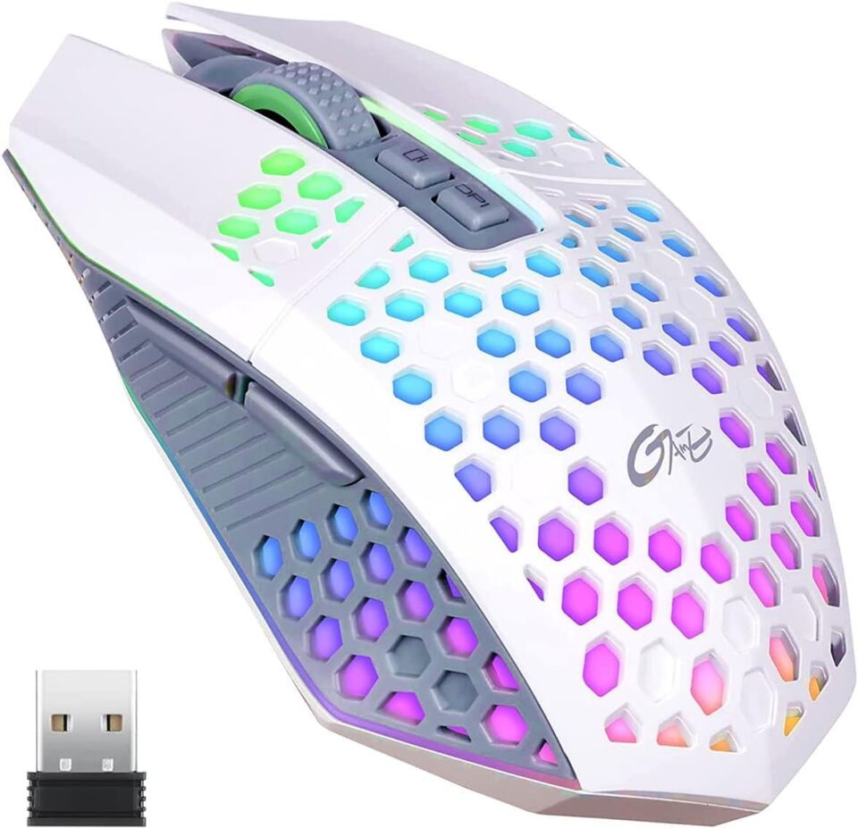 Valkyrie Sessiz Tuşlu Wireless 2.4G 8 Button RGB LED Gaming Mouse - Silent Button - One Click Desktop Beyaz