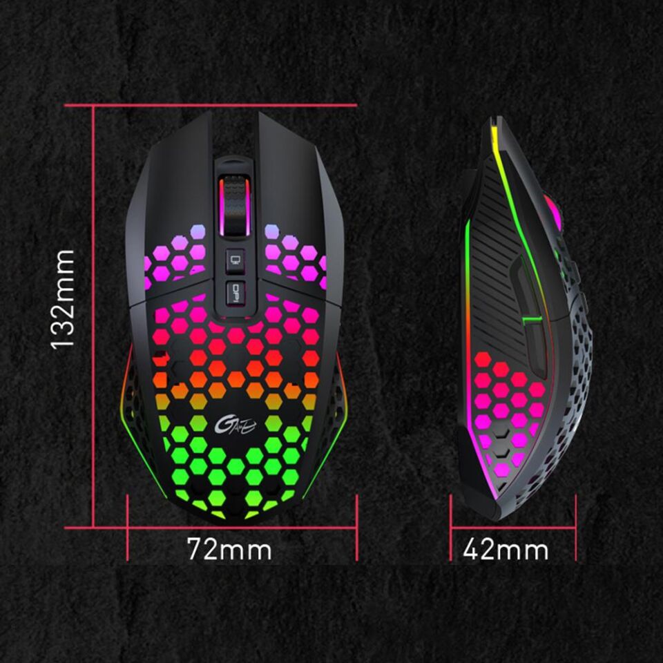 Valkyrie Sessiz Tuşlu Wireless 2.4G 8 Button RGB LED Gaming Mouse - Silent Button - One Click Desktop Siyah