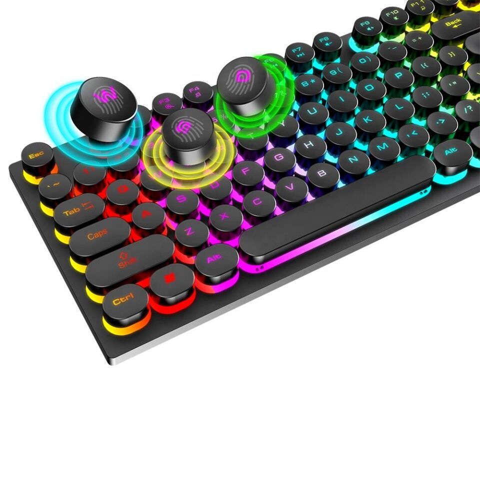 Valkyrie T-Wolf TF270 Rainbow RGB Mekanik Hisli Gaming Klavye Mouse Seti Punk Keycap İNGİLİZCE