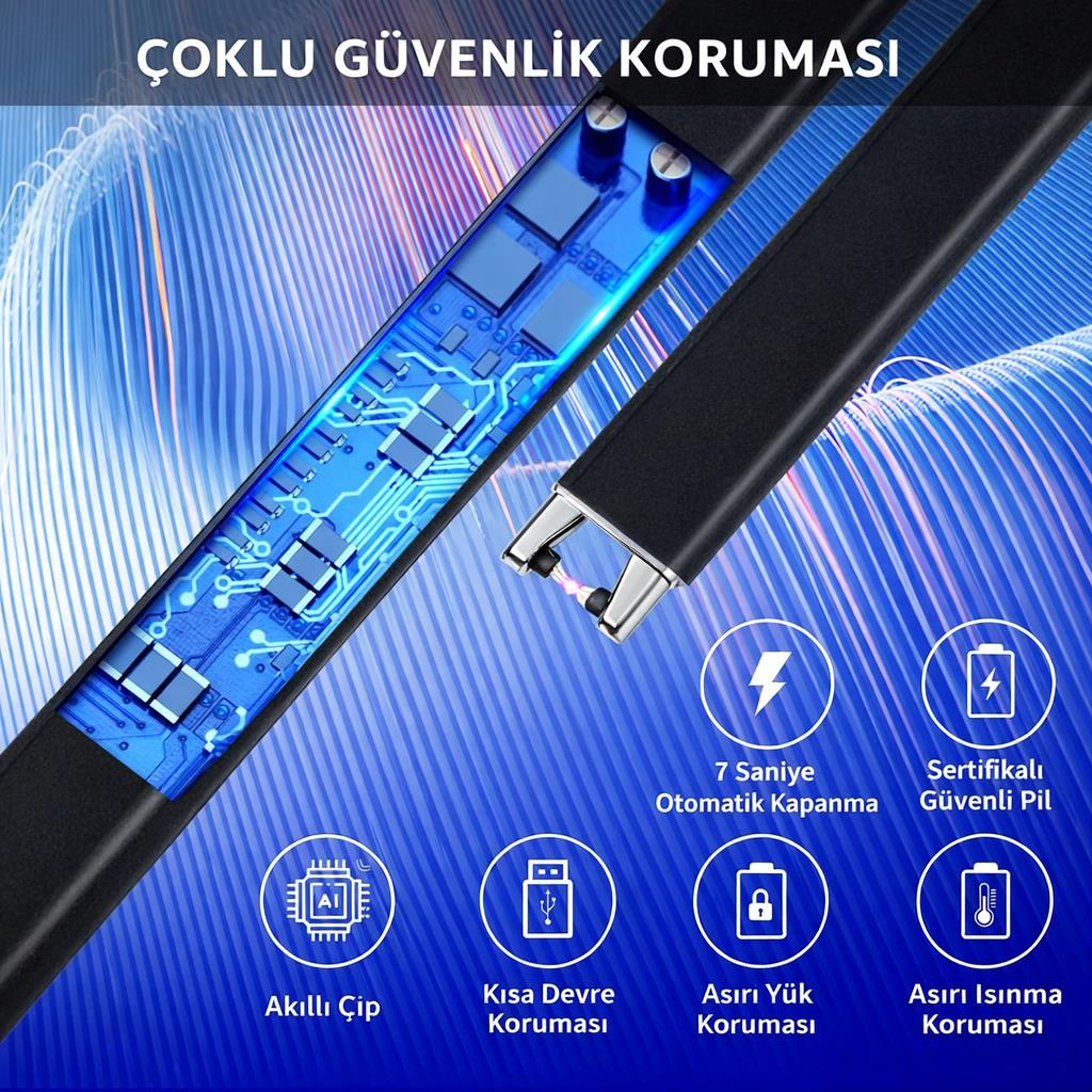 Valkyrie USB Şarjlı Elektrikli Arc Çakmak | Mum İçin | Gazsız | Rüzgar Kırıcı | Çift Emniyetli | Siyah Renk