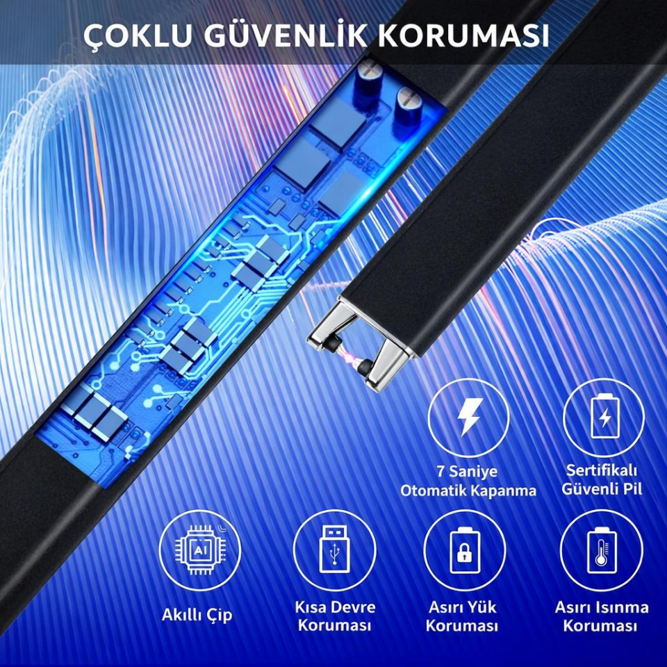Valkyrie USB Şarjlı Elektrikli Arc Çakmak | Mum İçin | Gazsız | Rüzgar Kırıcı | Çift Emniyetli | Siyah Renk