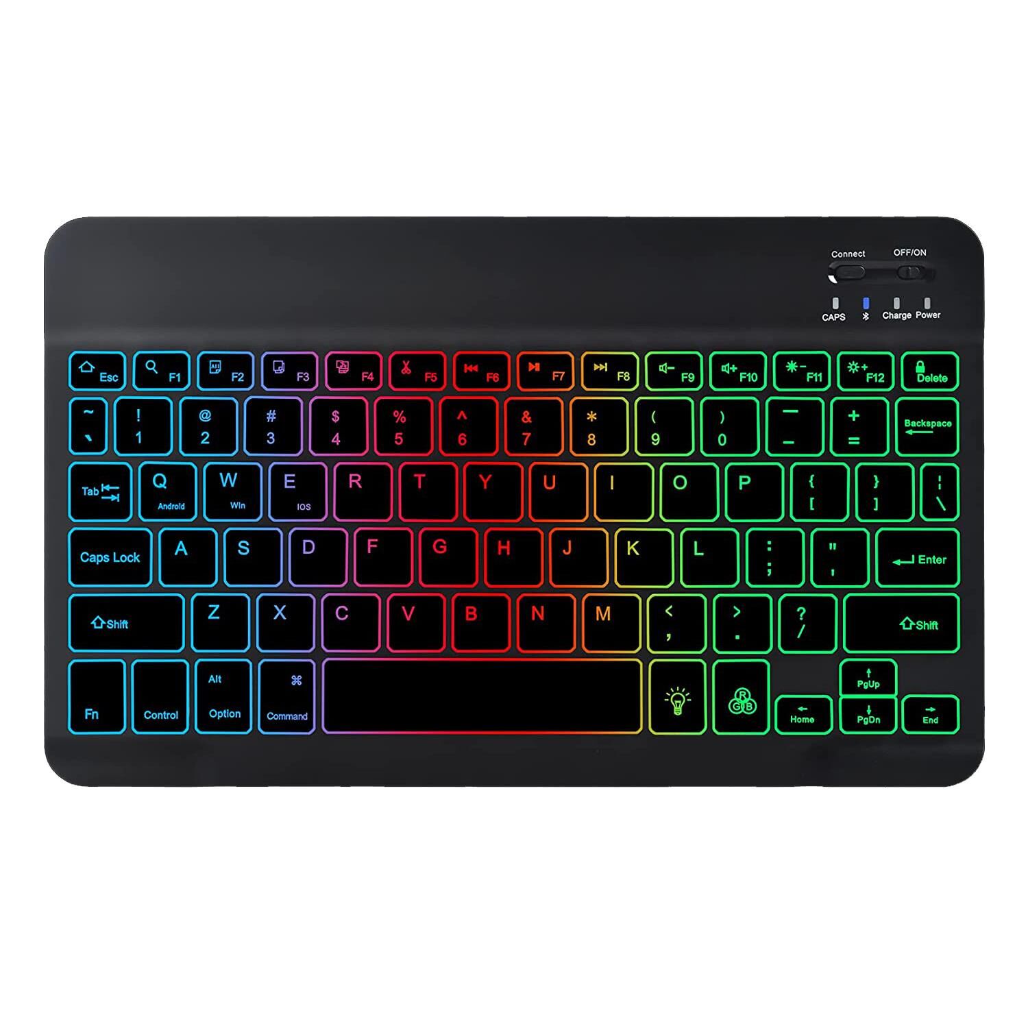 Valkyrie BL30 RGB 7 Renk Rainbow Bluetooth Kablosuz Türkçe Klavye - Android ios Windows Uyumlu - Şarjlı - 10 inç - Multimedia - Ultra İnce Tasarım