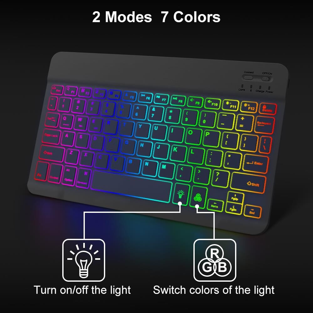 Valkyrie BL30 RGB 7 Renk Rainbow Bluetooth Kablosuz Türkçe Klavye - Android ios Windows Uyumlu - Şarjlı - 10 inç - Multimedia - Ultra İnce Tasarım