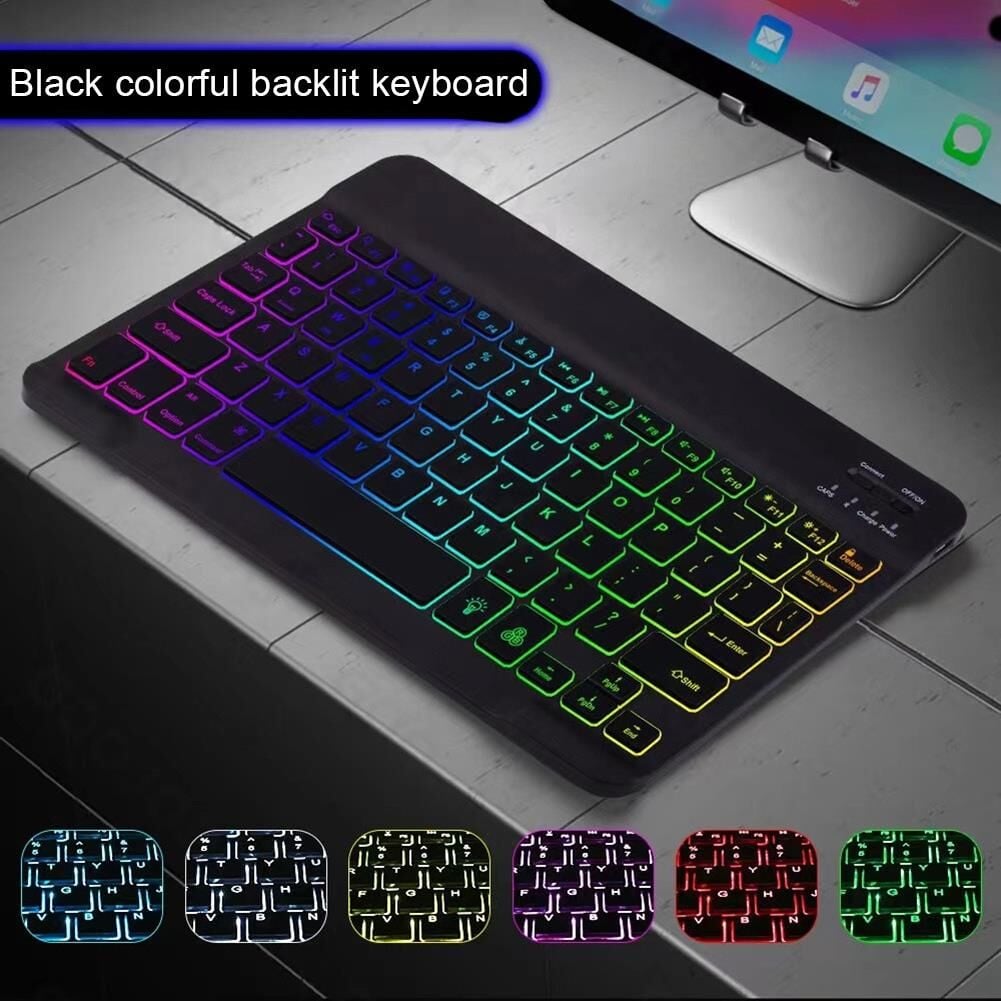 Valkyrie BL30 RGB 7 Renk Rainbow Bluetooth Kablosuz Türkçe Klavye - Android ios Windows Uyumlu - Şarjlı - 10 inç - Multimedia - Ultra İnce Tasarım