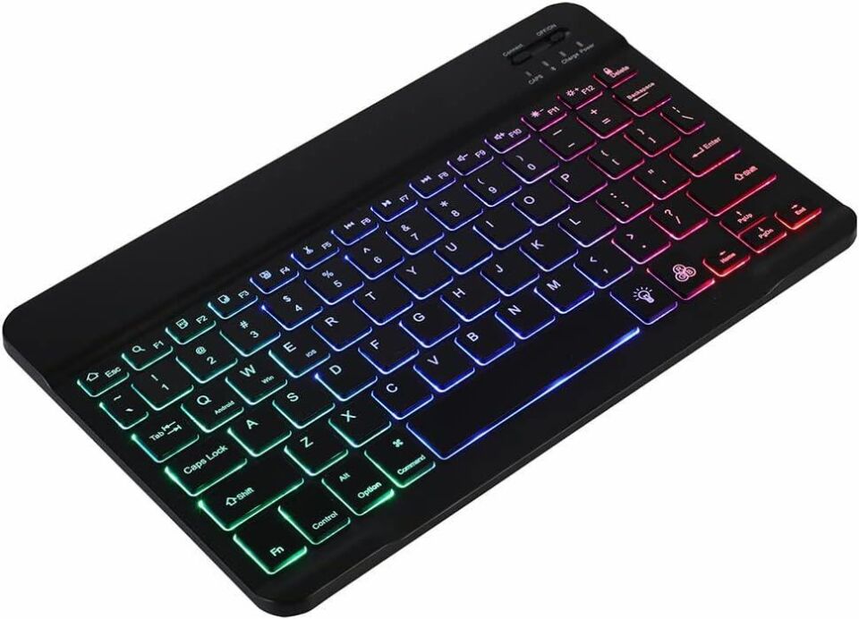 Valkyrie BL30 RGB 7 Renk Rainbow Bluetooth Kablosuz Türkçe Klavye - Android ios Windows Uyumlu - Şarjlı - 10 inç - Multimedia - Ultra İnce Tasarım