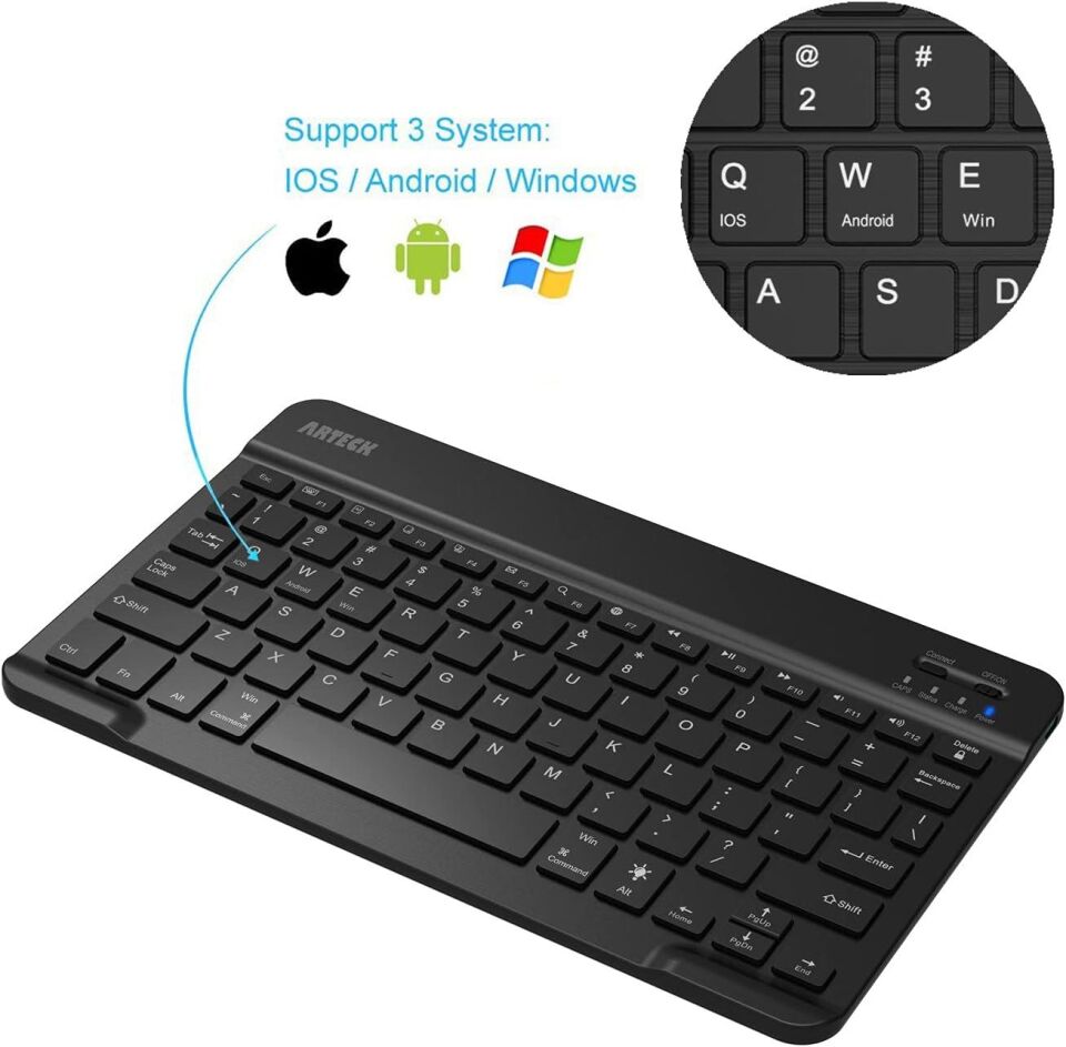 Valkyrie BL30 7 Renk Bluetooth Kablosuz Türkçe Klavye - Android ios Windows Uyumlu - Şarjlı - 10 inç - Multimedia - Ultra İnce Tasarım