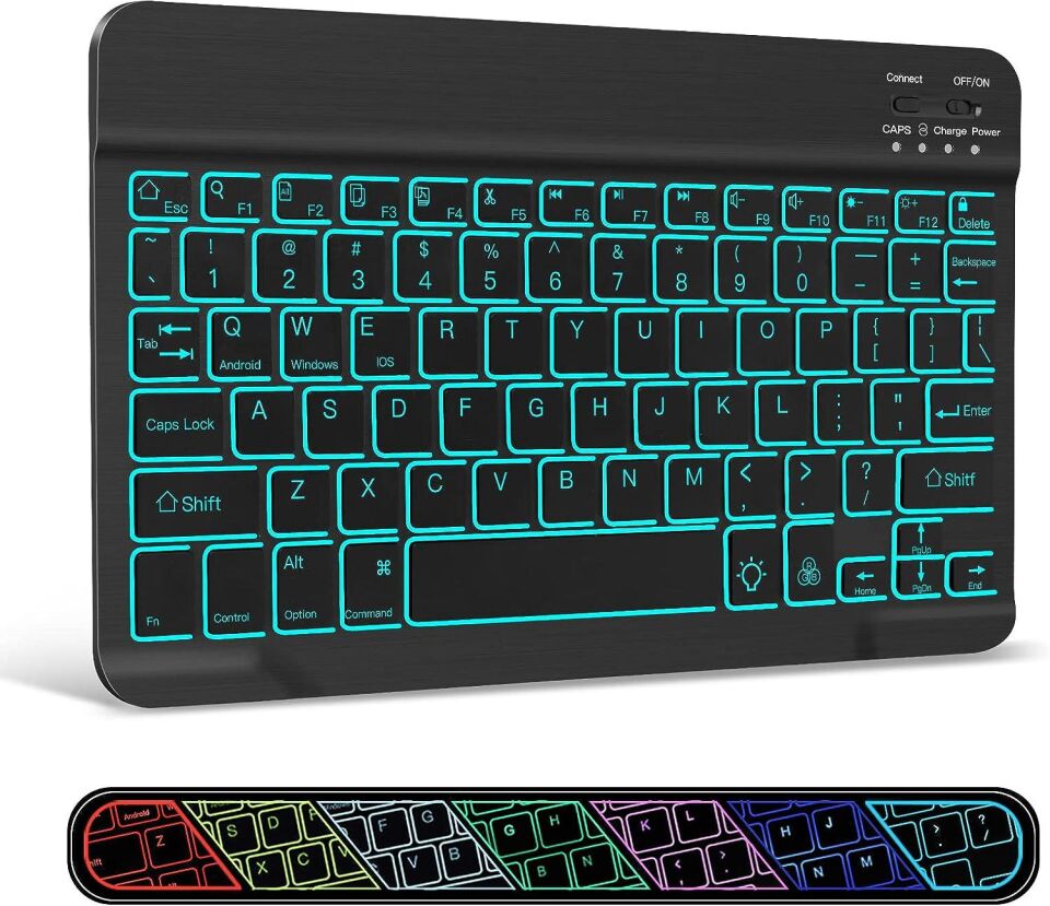 Valkyrie BL30 7 Renk Bluetooth Kablosuz Türkçe Klavye - Android ios Windows Uyumlu - Şarjlı - 10 inç - Multimedia - Ultra İnce Tasarım