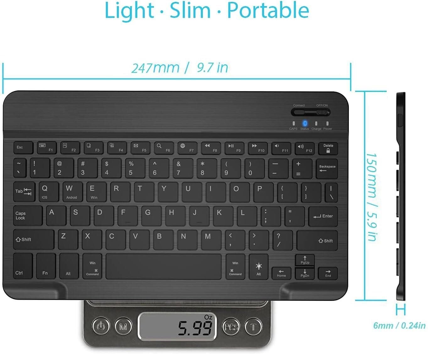 Valkyrie BL30 7 Renk Bluetooth Kablosuz Türkçe Klavye - Android ios Windows Uyumlu - Şarjlı - 10 inç - Multimedia - Ultra İnce Tasarım