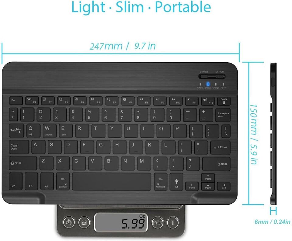 Valkyrie BL30 7 Renk Bluetooth Kablosuz Türkçe Klavye - Android ios Windows Uyumlu - Şarjlı - 10 inç - Multimedia - Ultra İnce Tasarım