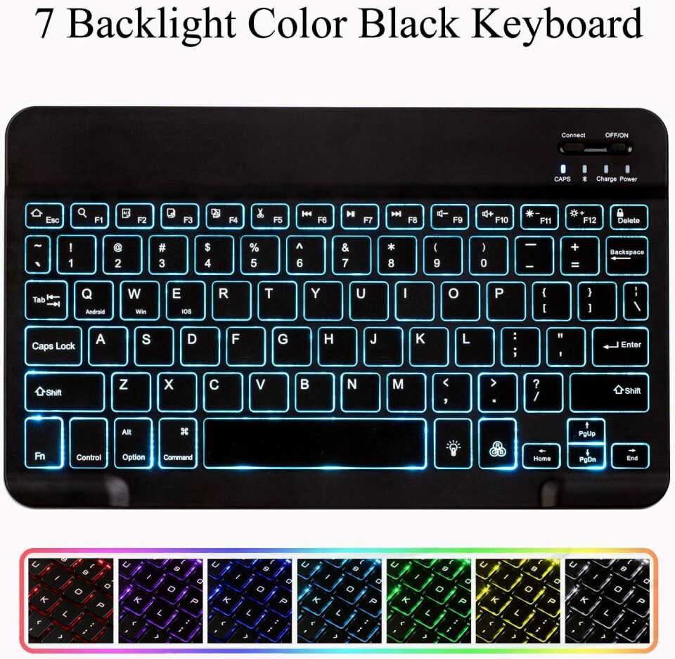 Valkyrie BL30 7 Renk Bluetooth Kablosuz Türkçe Klavye - Android ios Windows Uyumlu - Şarjlı - 10 inç - Multimedia - Ultra İnce Tasarım