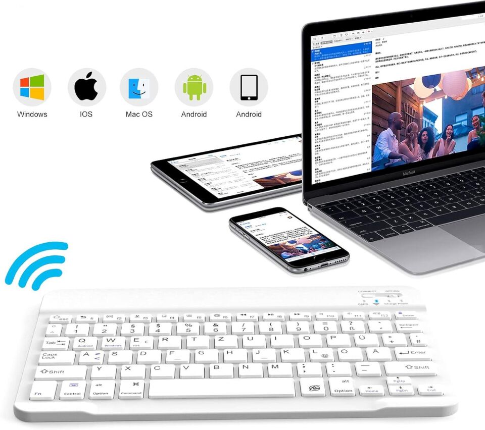 Valkyrie BL30 Bluetooth 10 inç Ios Windows Android Uyumlu Kablosuz Klavye - Türkçe - Şarjlı - Sessiz - Multimedia - Ultra İnce Beyaz