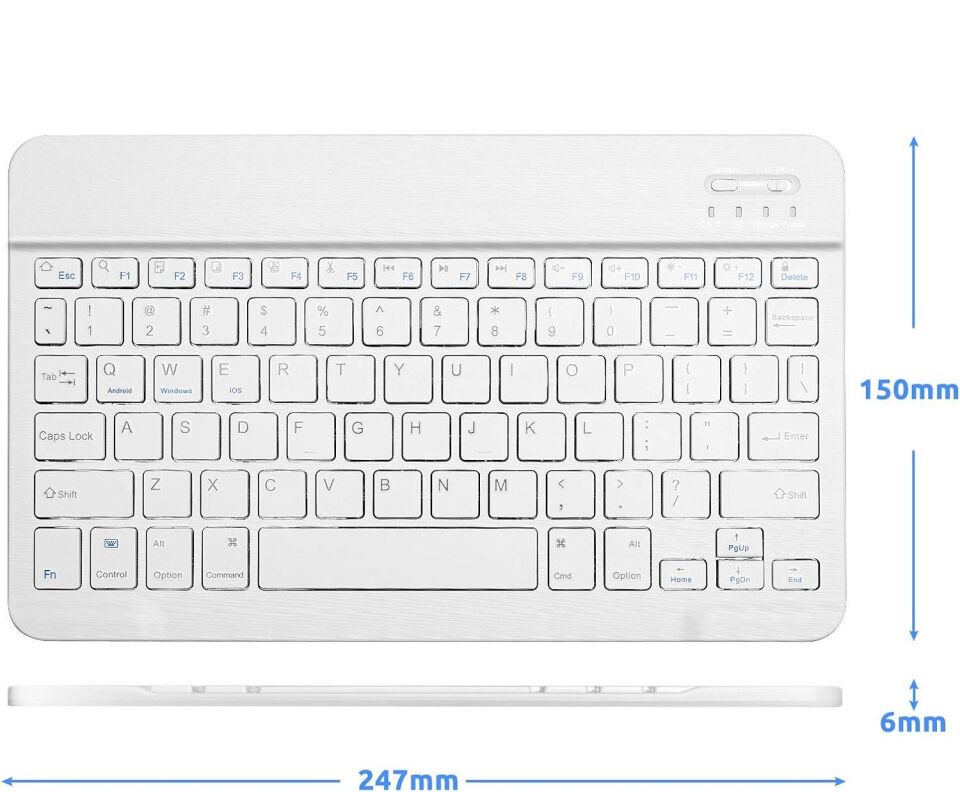 Valkyrie BL30 Bluetooth 10 inç Ios Windows Android Uyumlu Kablosuz Klavye - Türkçe - Şarjlı - Sessiz - Multimedia - Ultra İnce Beyaz