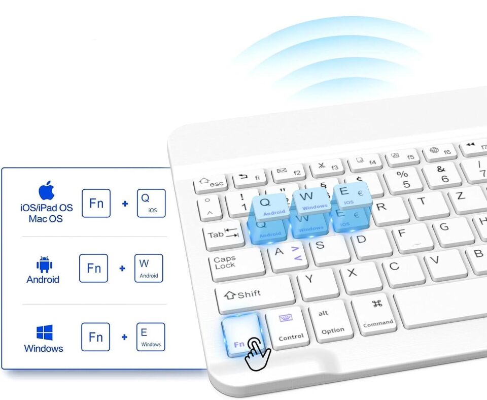 Valkyrie BL30 Bluetooth 10 inç Ios Windows Android Uyumlu Kablosuz Klavye - Türkçe - Şarjlı - Sessiz - Multimedia - Ultra İnce Beyaz