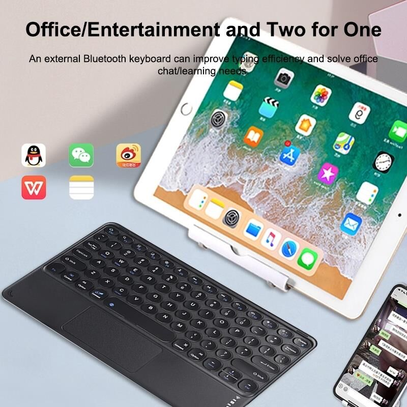Valkyrie Kablosuz Touchpad Bluetooth Klavye - Ios Android Windows Uyumlu - TÜRKÇE Dil - Şarjlı - Ultra İnce - Type-C Giriş Siyah