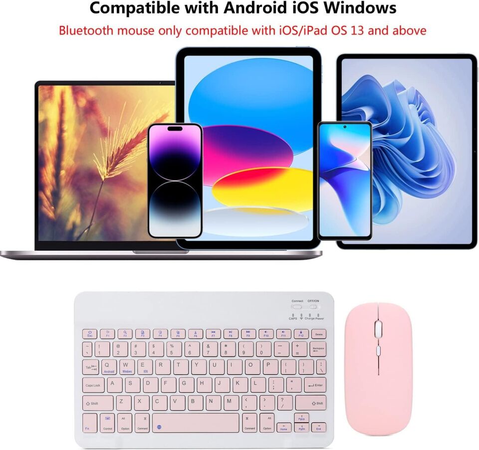 Valkyrie BL30 Bluetooth Ios Ipad Android Windows Uyumlu Klavye Mouse Seti - Sessiz - Şarjlı - Combo - Ultra İnce - Türkçe - Kablosuz Pembe